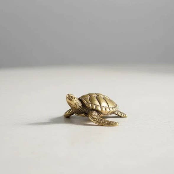 Small Brass Turtle | Antique Brass Figurine | Mini Figurine - The Coral Palm LLC