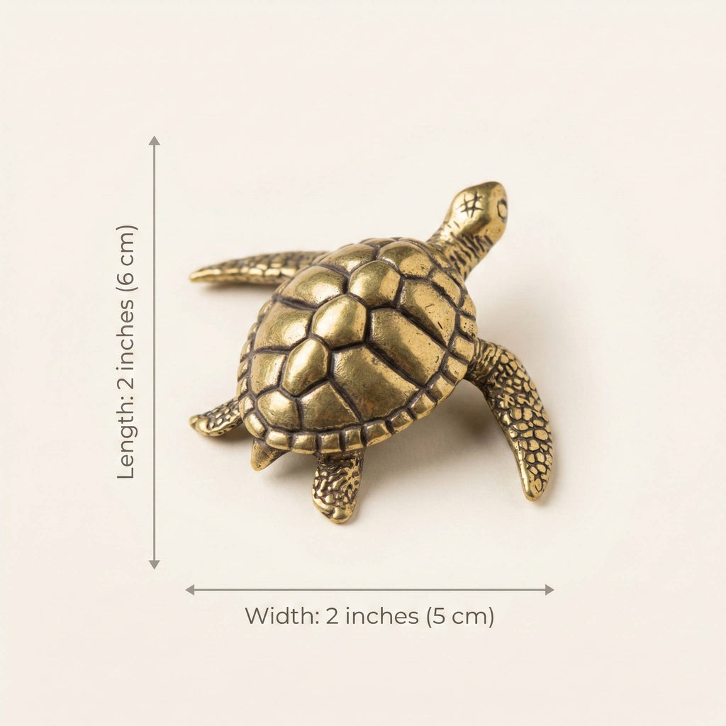 Small Brass Turtle | Antique Brass Figurine | Mini Figurine - The Coral Palm LLC