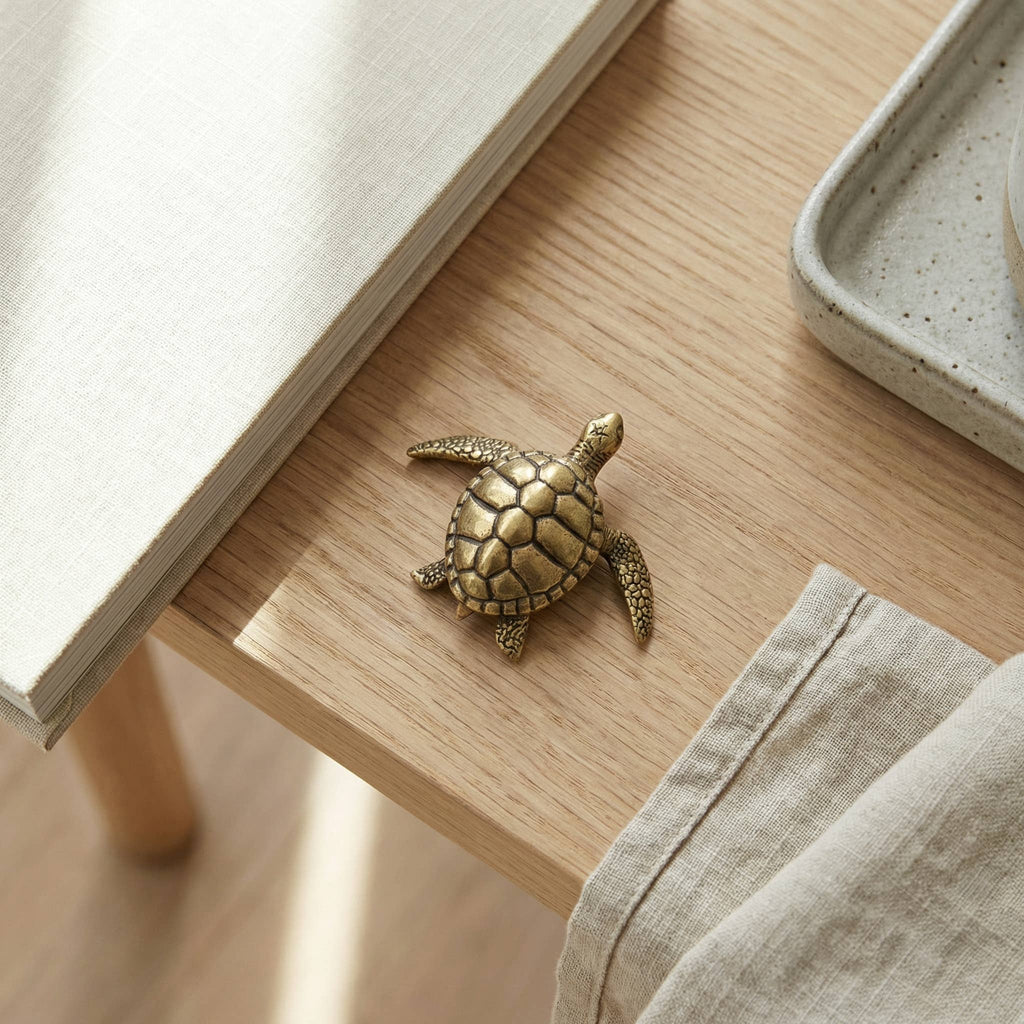 Small Brass Turtle | Antique Brass Figurine | Mini Figurine - The Coral Palm LLC