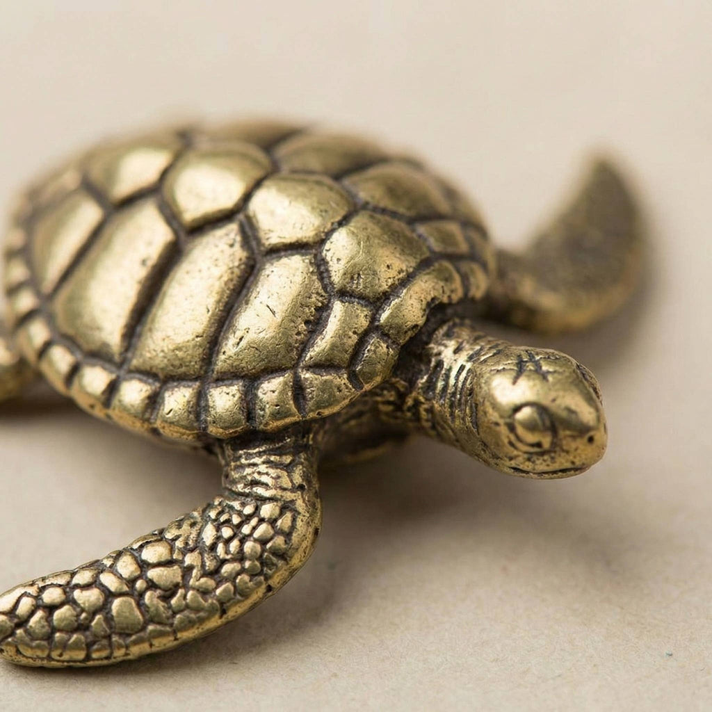 Small Brass Turtle | Antique Brass Figurine | Mini Figurine - The Coral Palm LLC