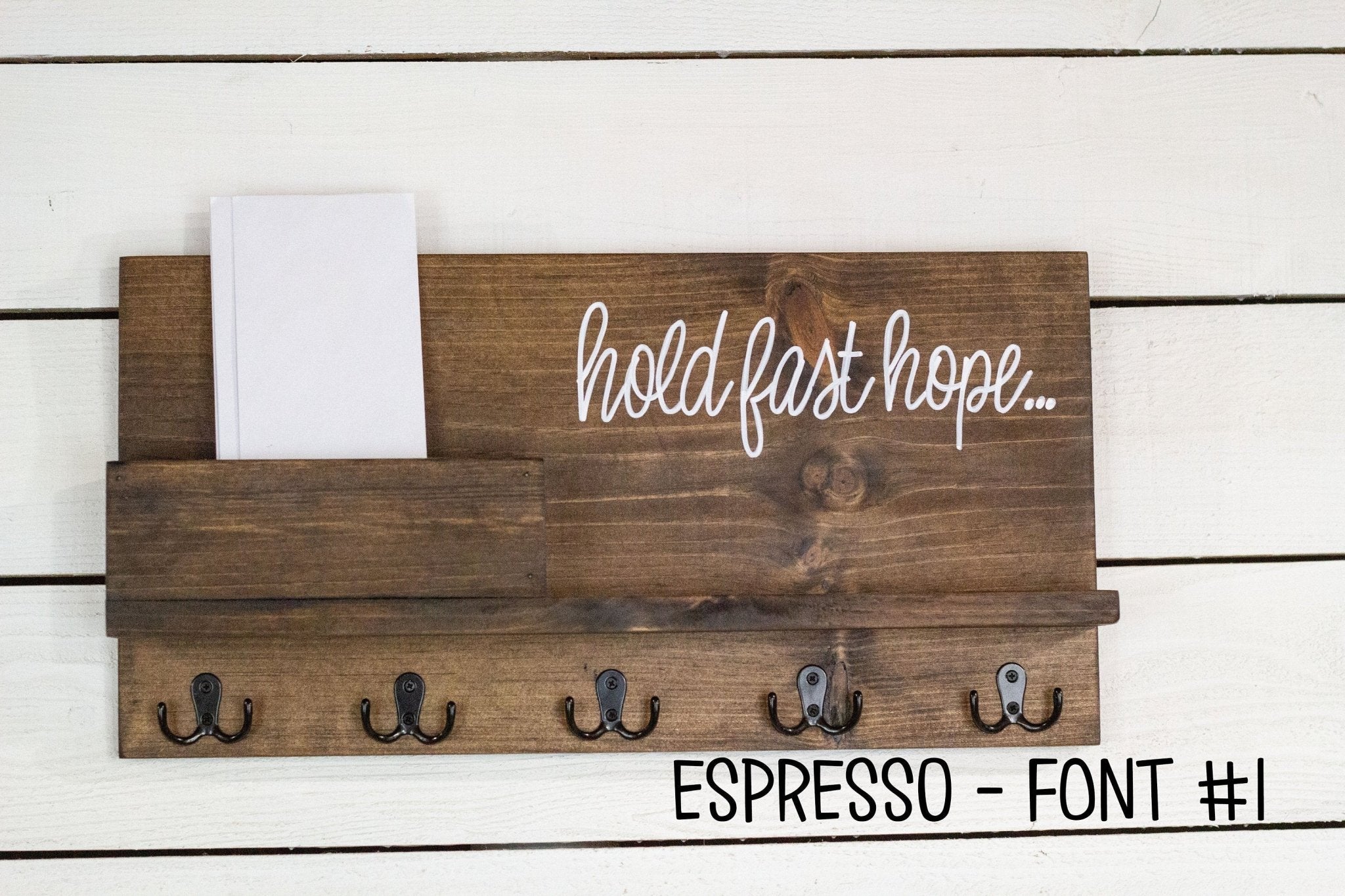 Solid Front Mail Holder with Shelf and Key Hooks. - The Coral Palm LLC