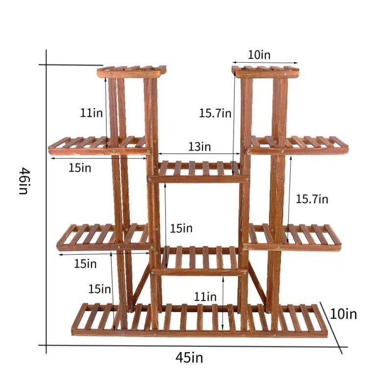 Solid Wood Indoor Outdoor 11 - Tier Plant Stand - The Coral Palm LLC