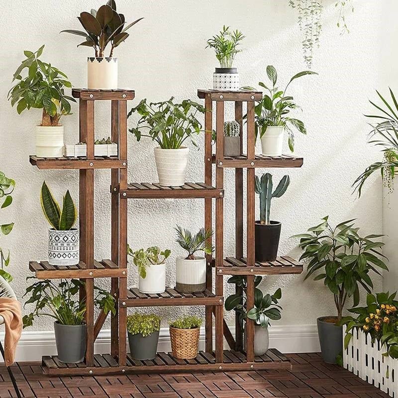 Solid Wood Indoor Outdoor 11 - Tier Plant Stand - The Coral Palm LLC
