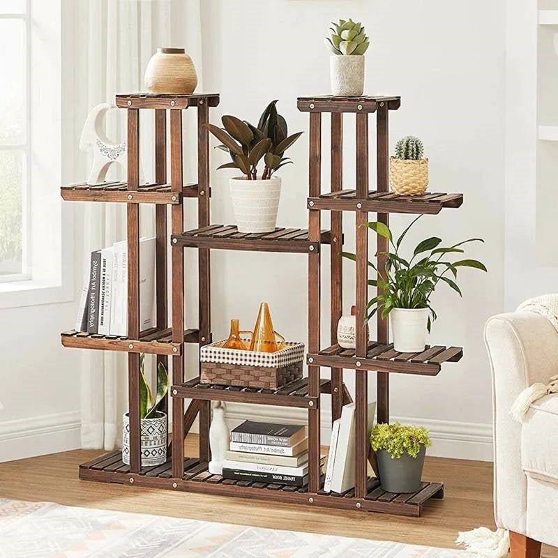 Solid Wood Indoor Outdoor 11 - Tier Plant Stand - The Coral Palm LLC