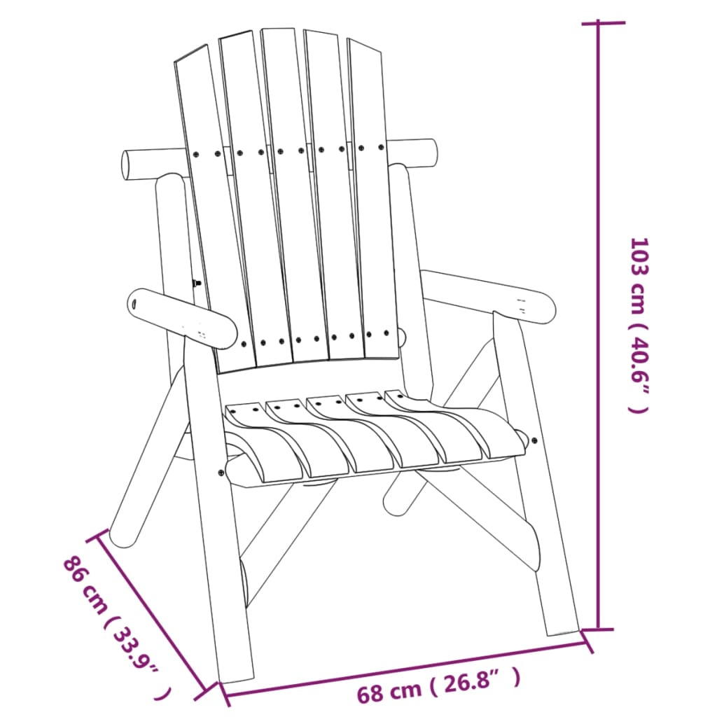 Solid Wood Spruce Patio Chair 26.8"x33.9"x40.6" - The Coral Palm LLC