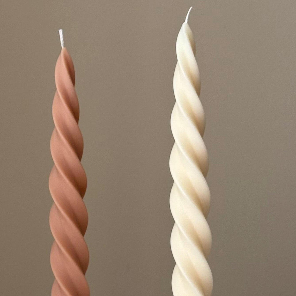 Spiral Soy Wax Taper Candle: Trendy Dinner Table Centerpiece - The Coral Palm LLC