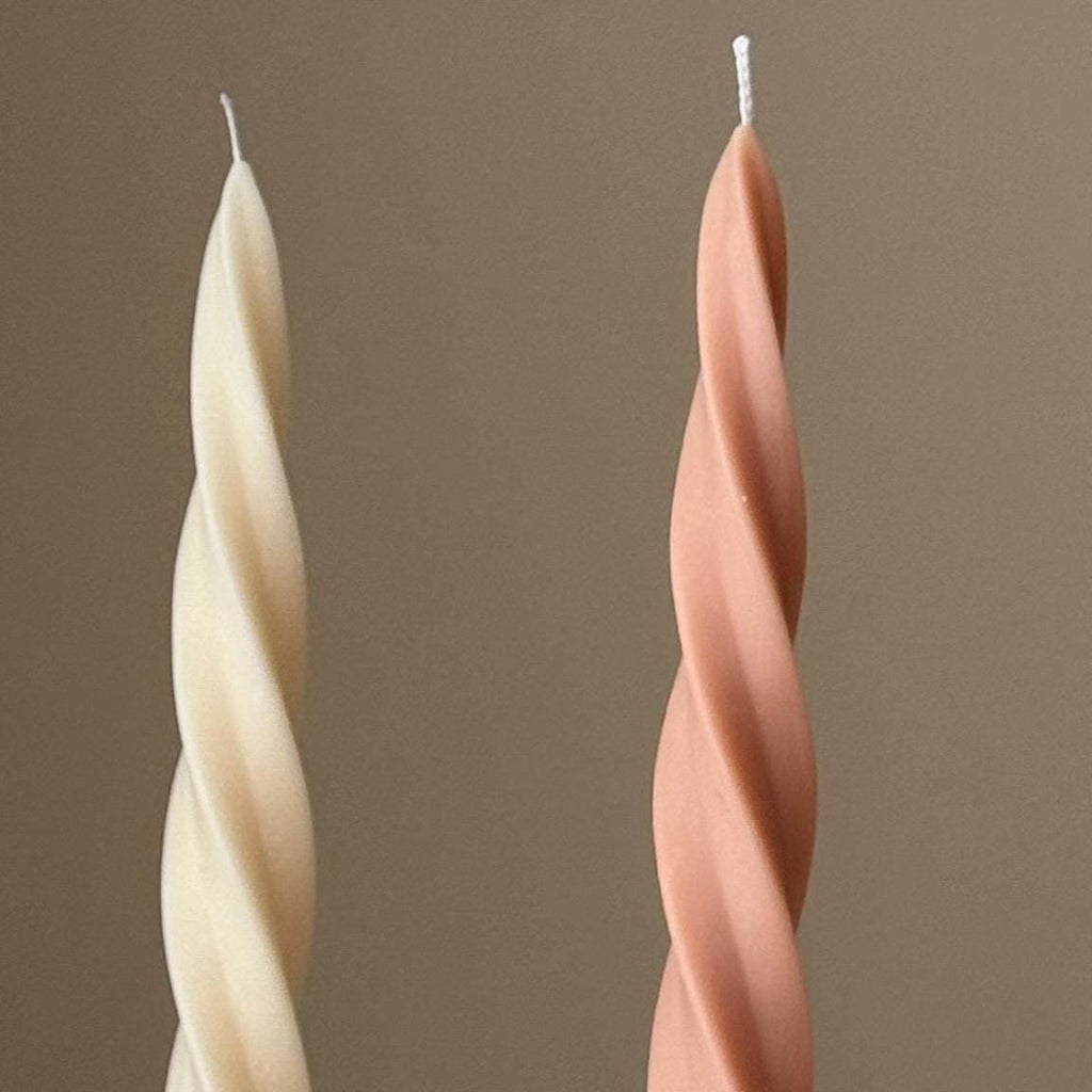 Spiral Soy Wax Taper Candle: Trendy Dinner Table Centerpiece - The Coral Palm LLC