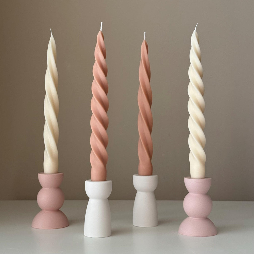 Spiral Soy Wax Taper Candle: Trendy Dinner Table Centerpiece - The Coral Palm LLC