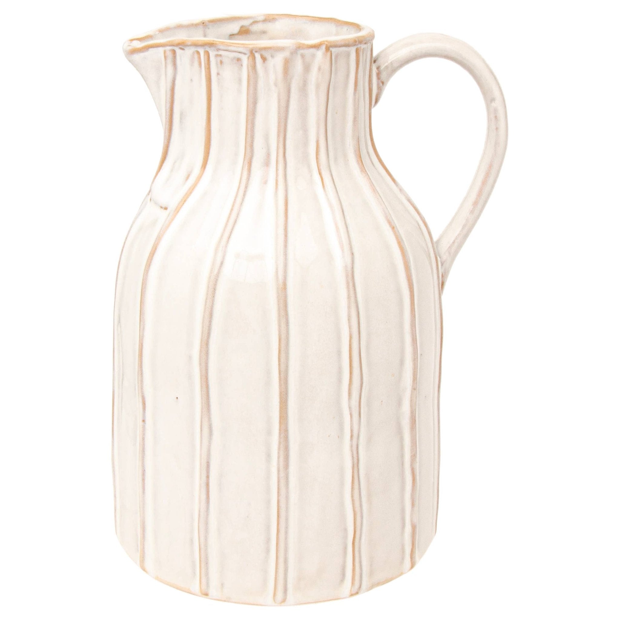 Stripe Stoneware Stoneware Pitcher 4.5 Cups - The Coral Palm LLC