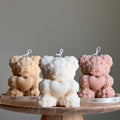 Teddy Bear Heart Candle: Sculptural Soy Wax Pillar - The Coral Palm LLC
