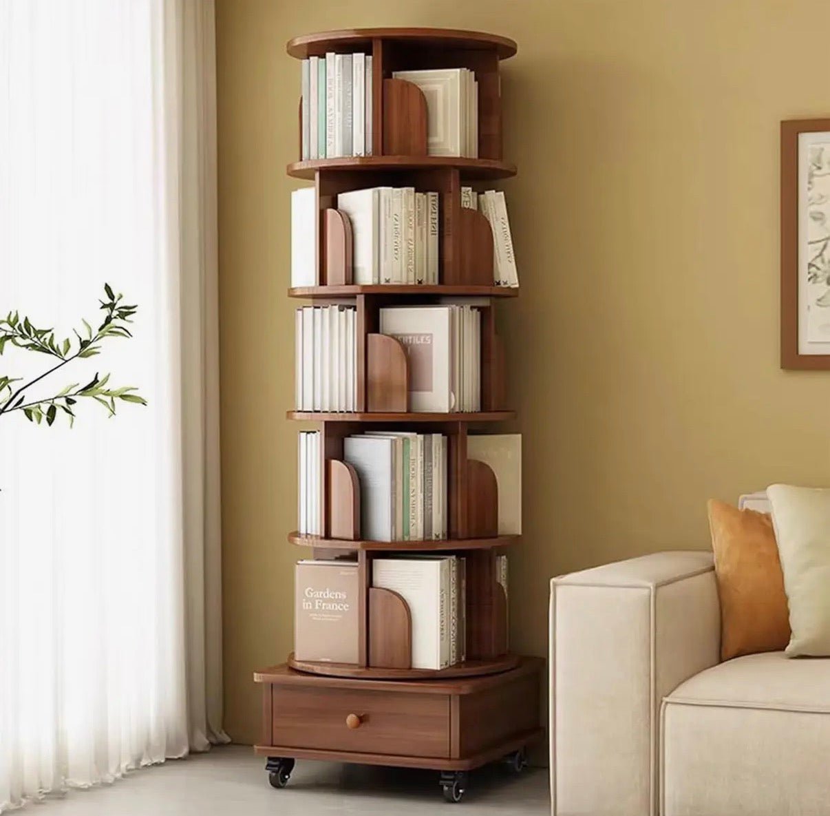 The Coastal Corner Rotating Book Tower - The Coral Palm LLC