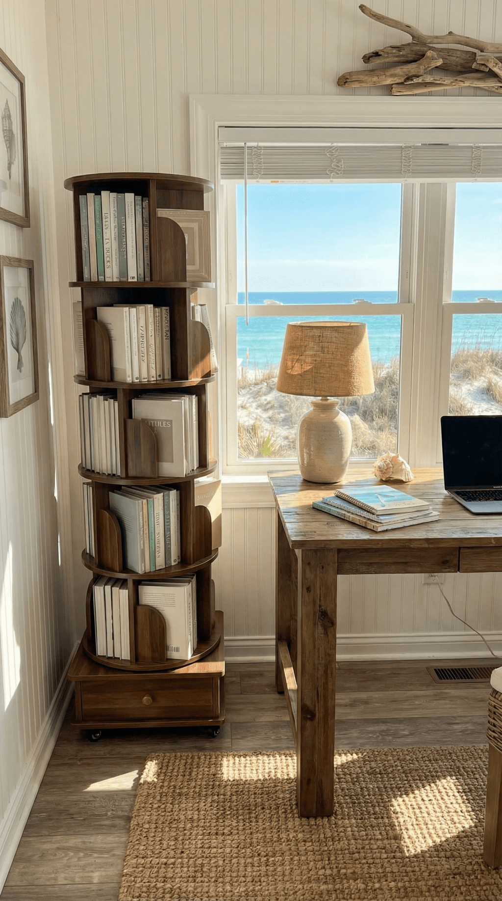 The Coastal Corner Rotating Book Tower - The Coral Palm LLC