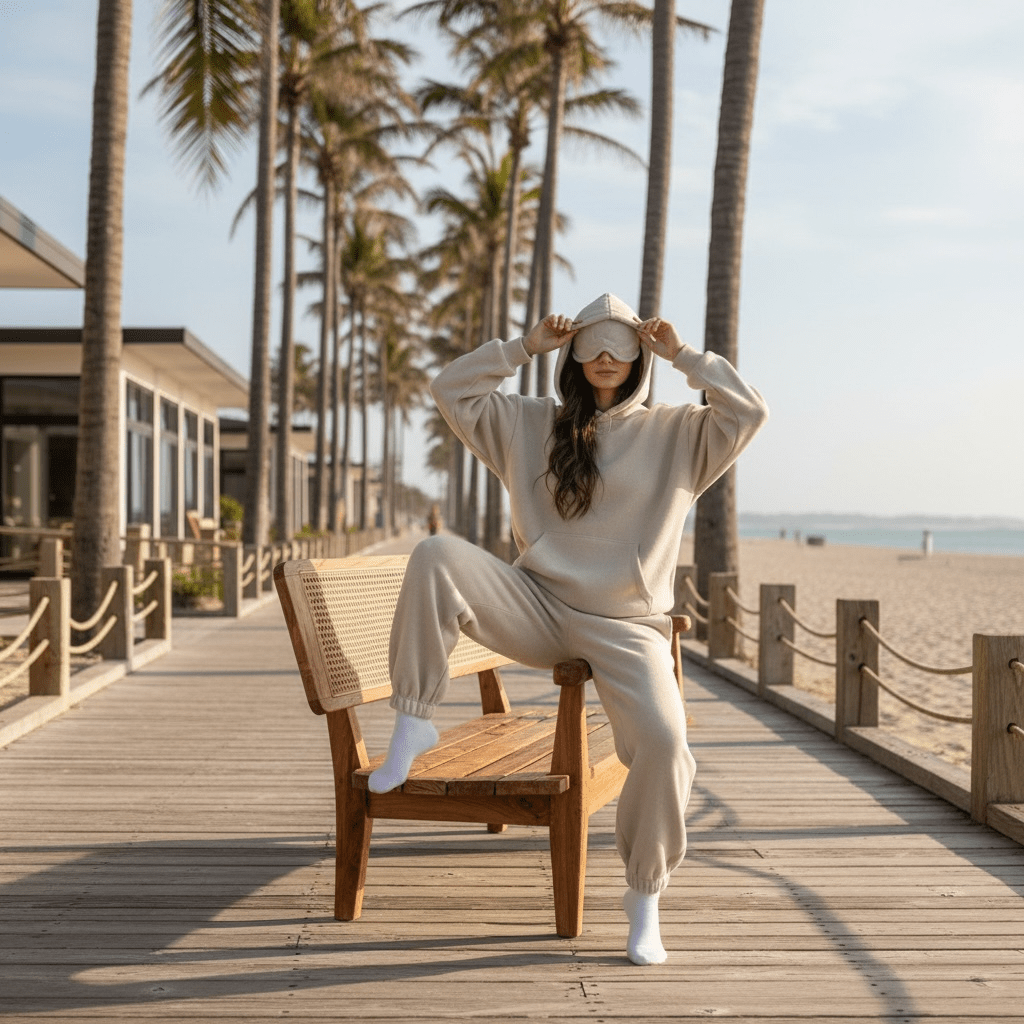 Travel Hoodie with Built-In Eye Mask - The Coral Palm LLC