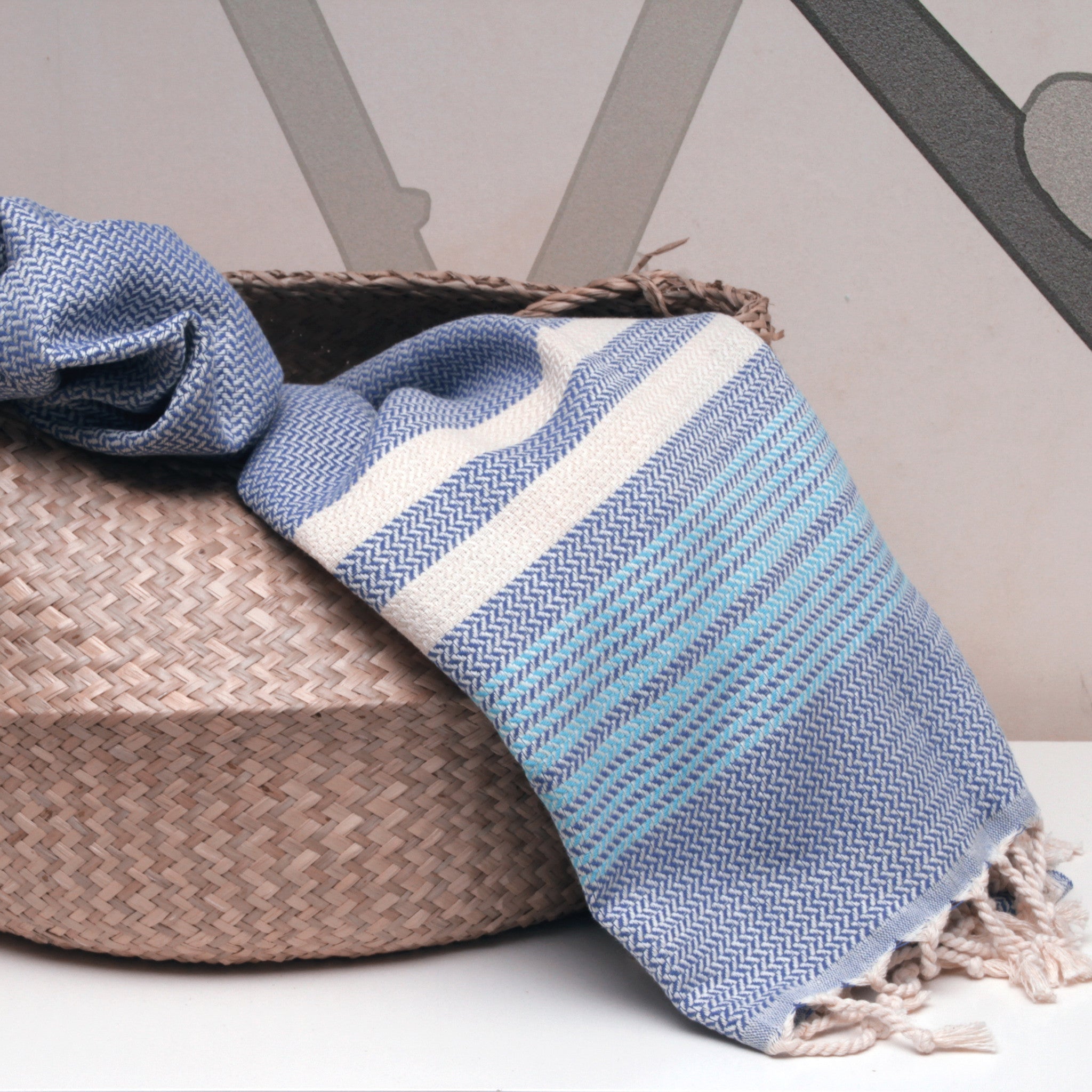 Tricolor Pestemal Turkish Hamam Towel - The Coral Palm LLC