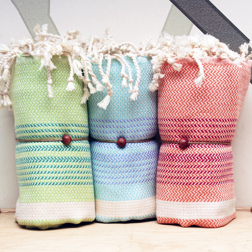 Tricolor Pestemal Turkish Hamam Towel - The Coral Palm LLC