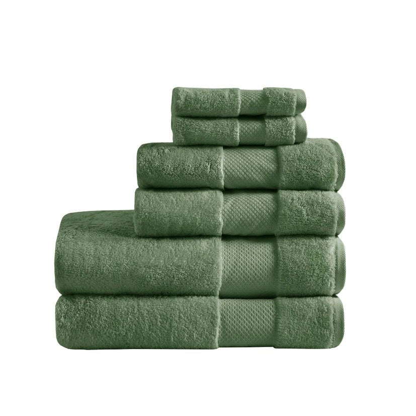 Turkish Cotton 6 - Piece Bathroom Towel Set - The Coral Palm LLC
