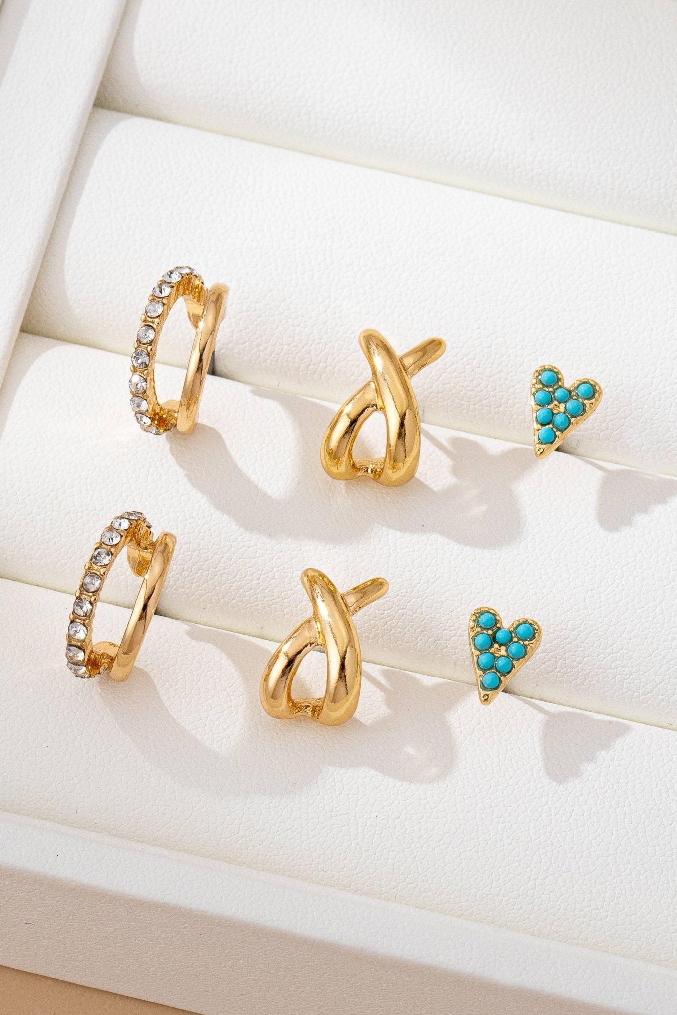 Turquoise & Crystal Mixed Earring Set - The Coral Palm LLC