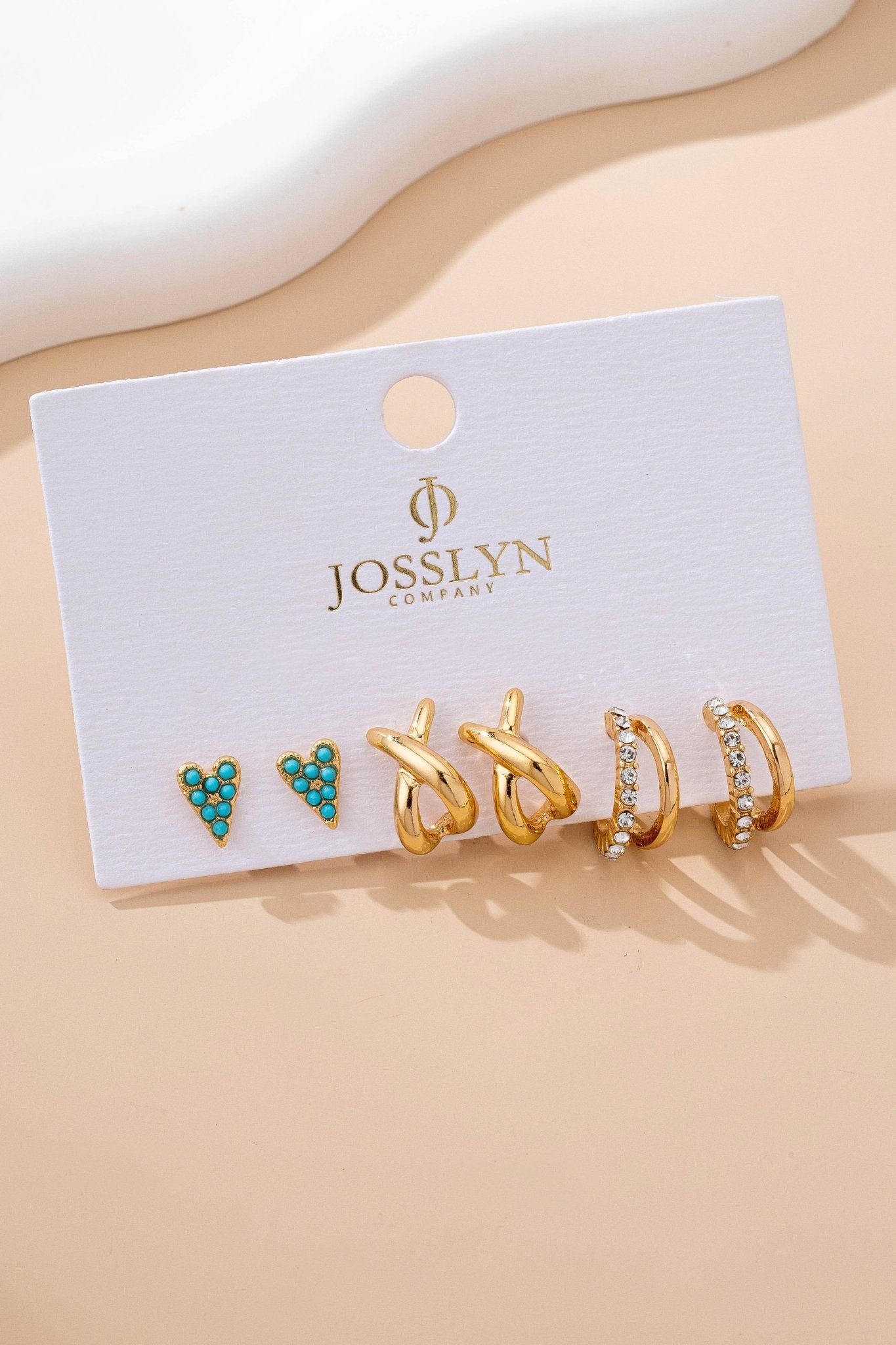 Turquoise & Crystal Mixed Earring Set - The Coral Palm LLC