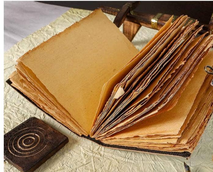 Vintage Handmade Leather Journal with Deckle Edge Paper - The Coral Palm LLC