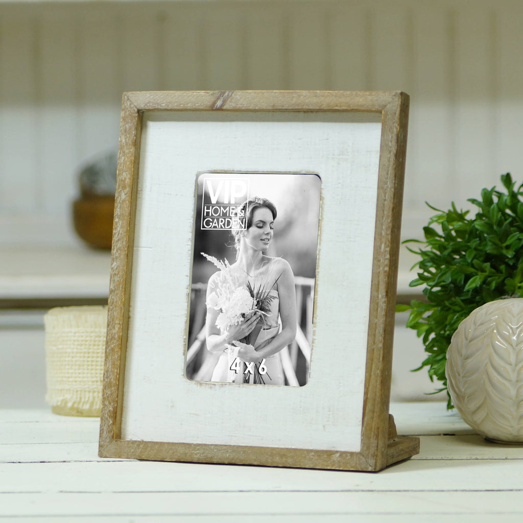 VIP Wood 10 in. White 5x7 Photo Frame with Stand - The Coral Palm LLC