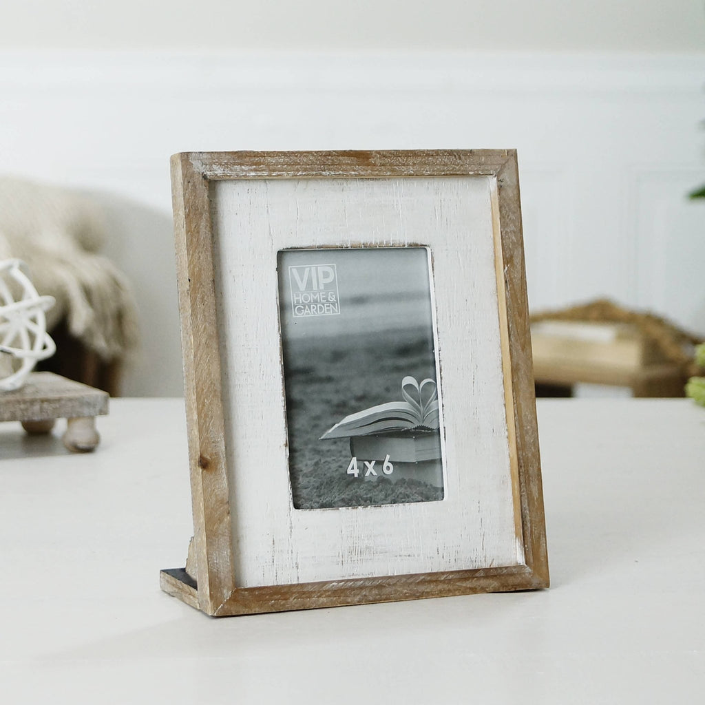 VIP Wood 10 in. White 5x7 Photo Frame with Stand - The Coral Palm LLC