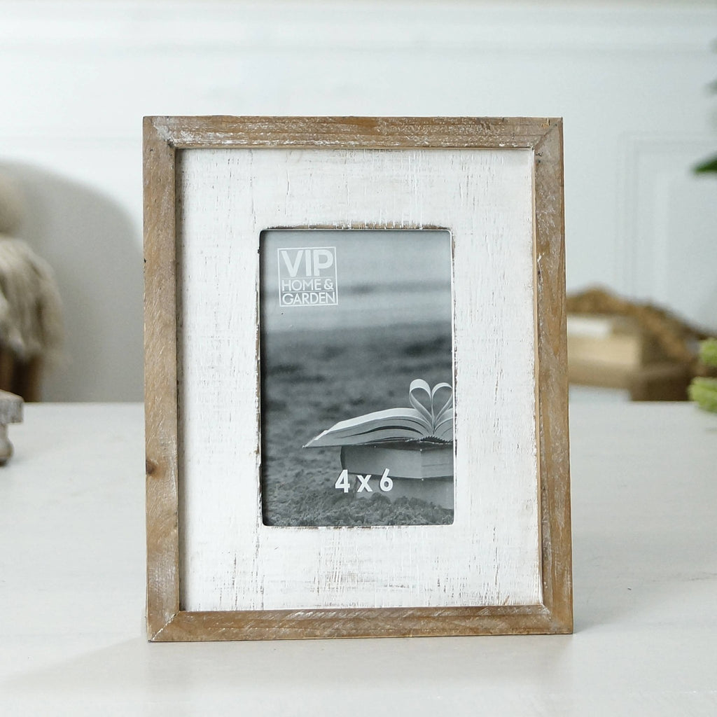 VIP Wood 10 in. White 5x7 Photo Frame with Stand - The Coral Palm LLC