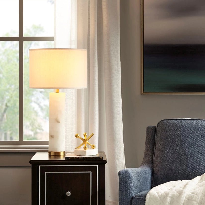White Alabaster Gold Table Lamp - The Coral Palm LLC