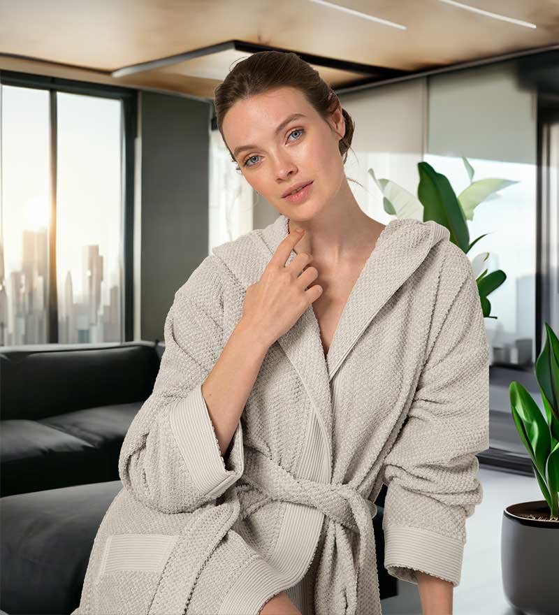 Womens Hooded Turkish Cotton Terry Cloth Robe - The Coral Palm LLC