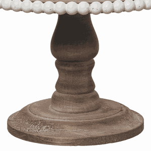Wood 8" Brown Serving Stand with Beaded Accent - The Coral Palm LLC
