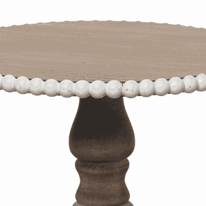 Wood 8" Brown Serving Stand with Beaded Accent - The Coral Palm LLC