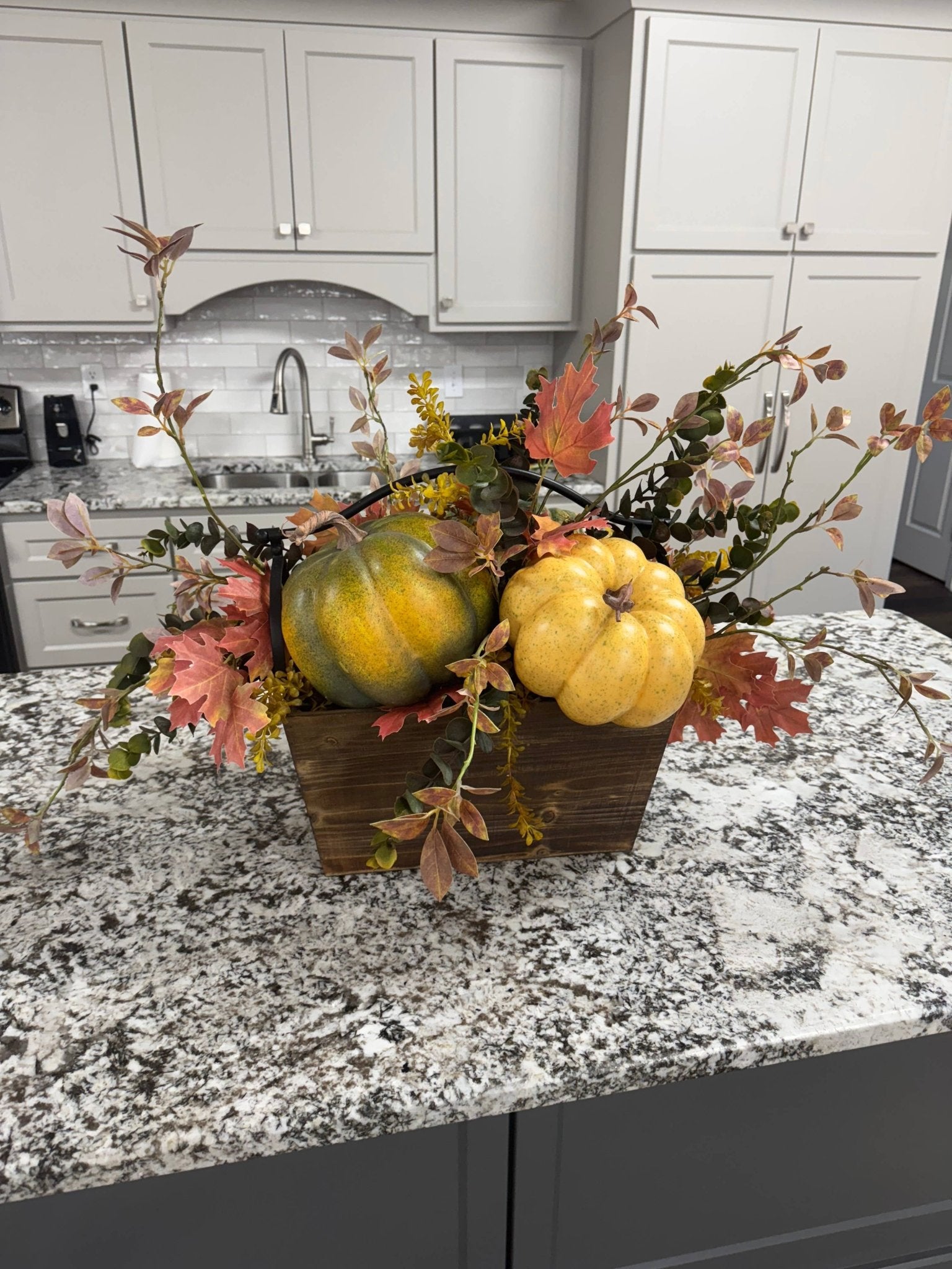 Wood Basket with Metal Handle - The Coral Palm LLC