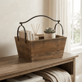 Wood Basket with Metal Handle - The Coral Palm LLC