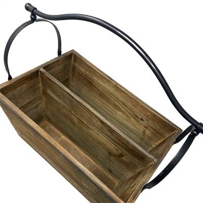 Wood Basket with Metal Handle - The Coral Palm LLC