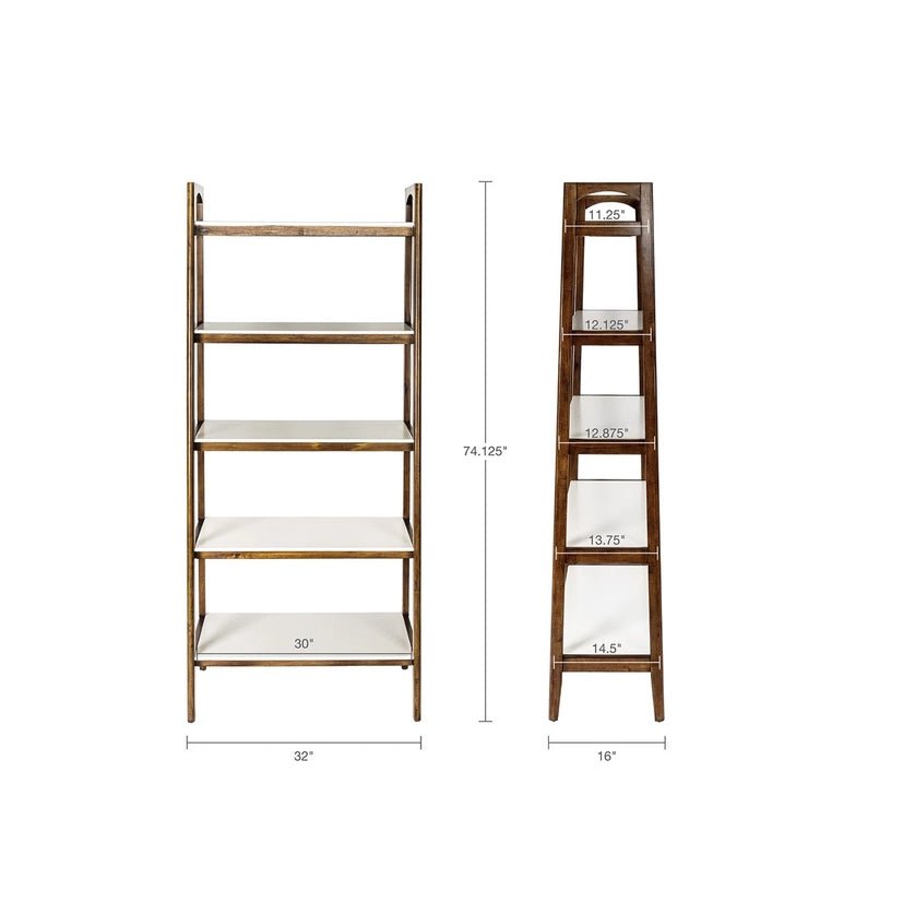 Wood White - Top Bookcase Display Shelf, Pecan - The Coral Palm LLC