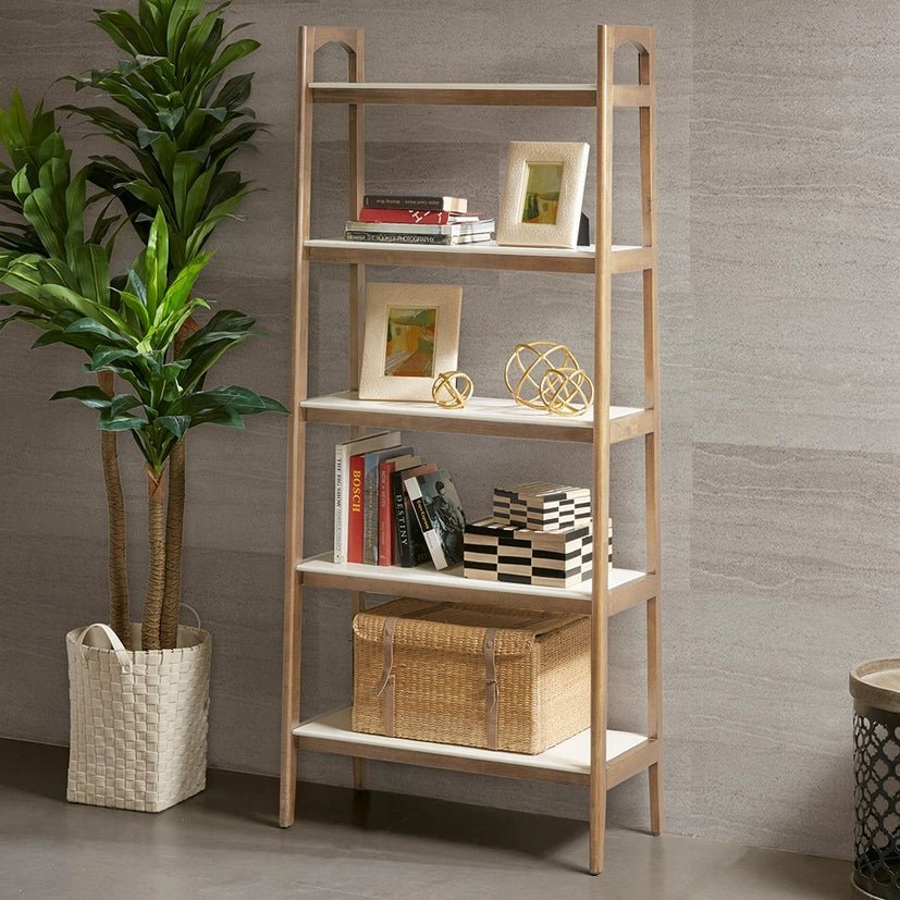 Wood White - Top Bookcase Display Shelf, Pecan - The Coral Palm LLC