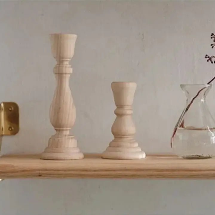 Classic Light Wood Candlestick Holders - The Coral Palm LLC